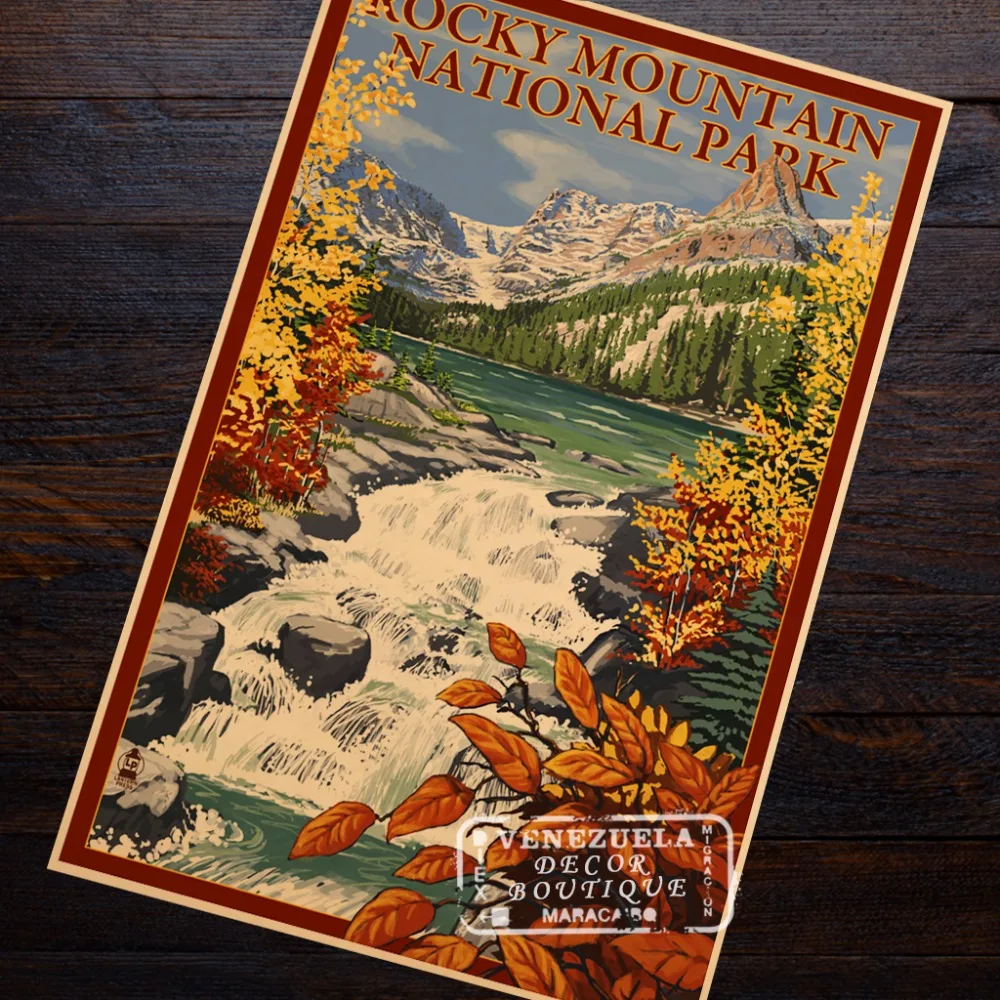 Rocky Mountain Florida Cannon Beach Alaska Ретро винтажный дорожный плакат декоративный DIY