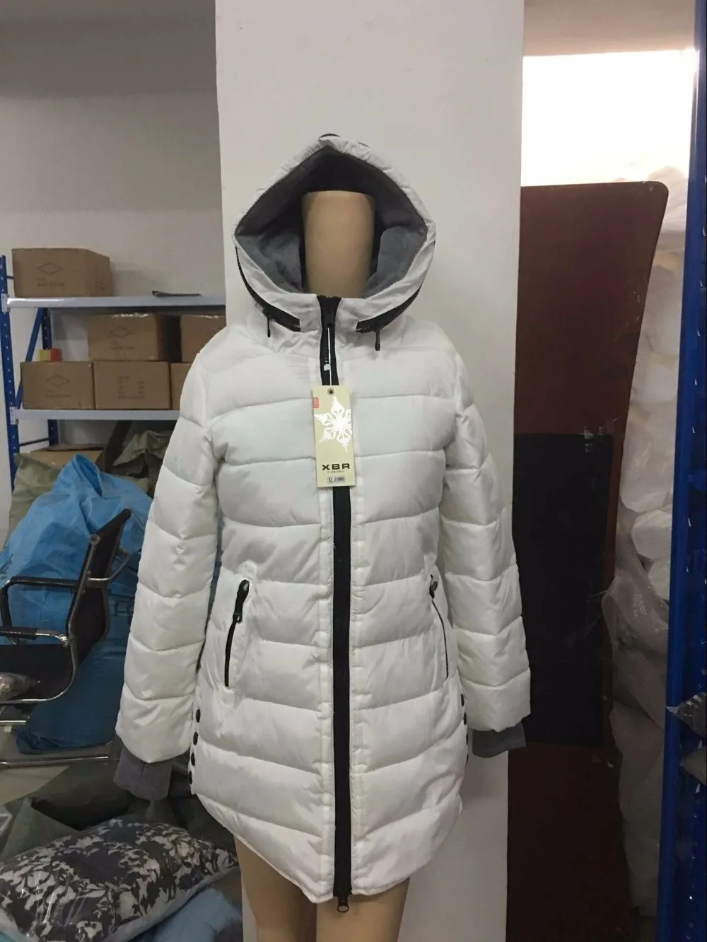white Женское Стеганое пальто размера плюс 4XL, Женская Длинная зимняя пуховая куртка на молнии, модные женские куртки ярких цветов - Цвет: white
