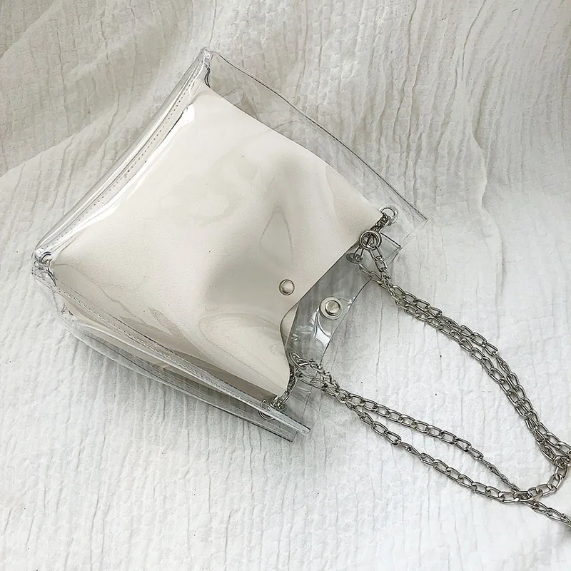 HCH женские маленькие сумки ведро пластиковые прозрачные композитные цепочки