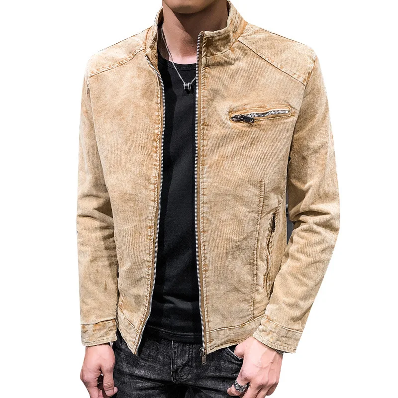 

New Men's Retro Denim jacket Autumn Shirt youth Casual jacket Male Korean version of the trend of Solid color Men's clothing