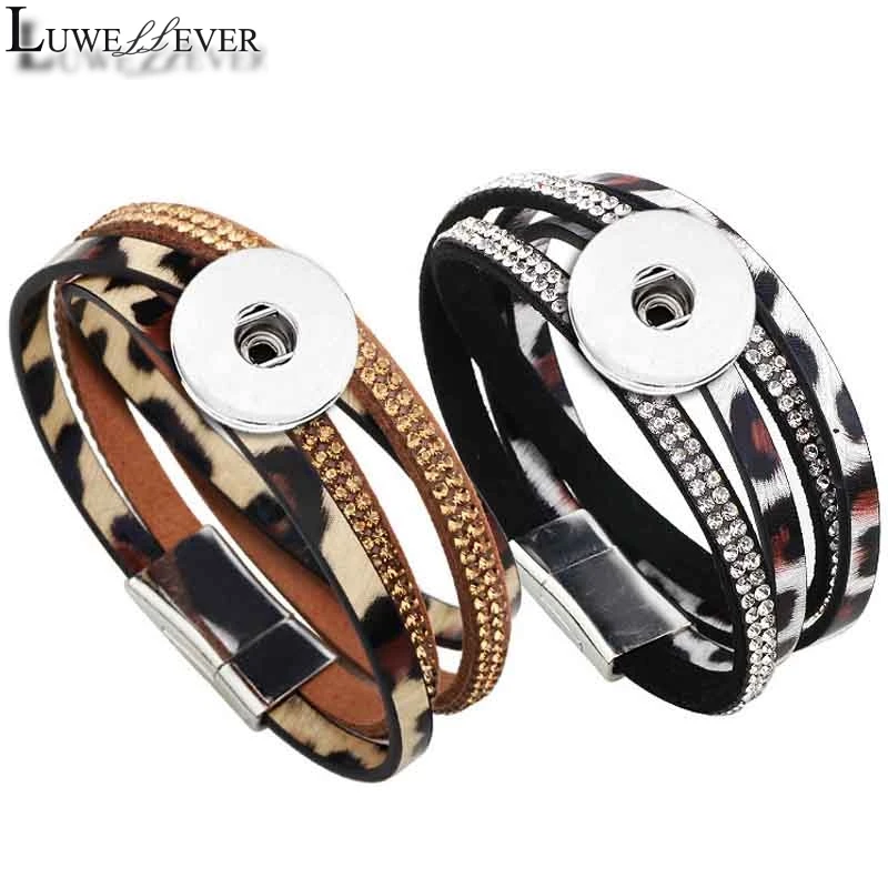 Стиль экокожа (полиуретан) кожаный магнитный браслет с леопардовым принтом 134