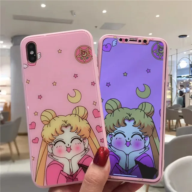 9 H 3D протектор экрана из закаленного стекла для iPhone X XS Max XR 6 6 S 7 8 Plus с рисунком Сейлор Мун стеклянный чехол для телефона