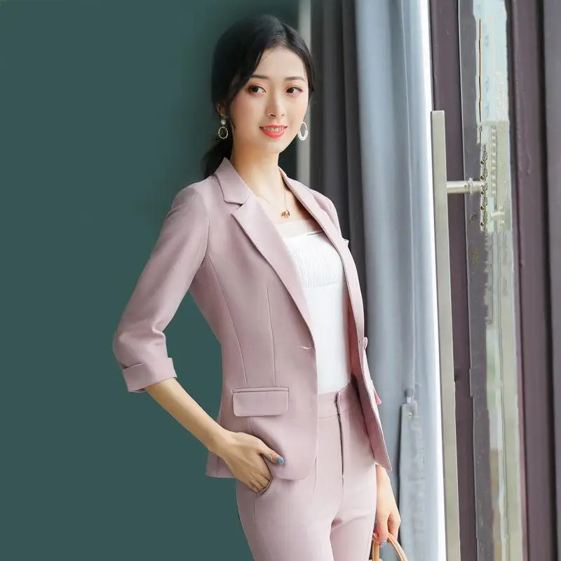 Женский комплект из 2 предметов строгие брюки костюмы Блейзер пиджак для офиса