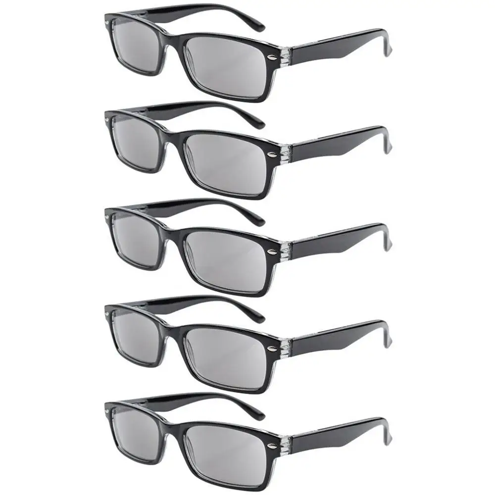 5 pcs Grey Lens R055 Eyekepper 5-Pack весной петли Пластик Очки для чтения для женщин включает в себя Защита от солнца читателей+ 0.00-+ 4.00 - Цвет оправы: 5 pcs Grey Lens
