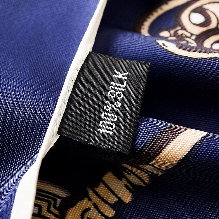 

[POBING]100cm*100cm Silk Women Square Scarves Vintage Metal Key Chain Print Silk Scarf Femal High Quality Retro Brand H Shawl