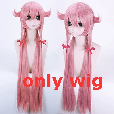 only wig Аниме дневник будущего с Юно гасай черные из искусственной кожи Необычные платья для косплея костюм Mirai Nikki брекеты юбка костюмы для выступлений - Цвет: only wig