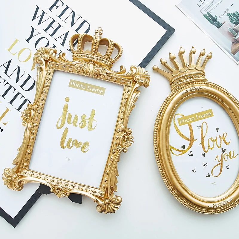 Скандинавская Корона лепка Золотая смола украшения для фоторамки креативная