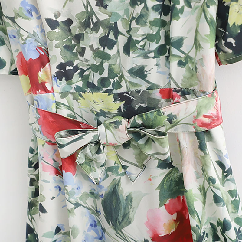 2019 женское платье с цветочным принтом хлопковое Повседневное коротким рукавом