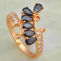 new hot popular black gem stone rings for women fashion jewellery yellow gold black ring size 6 7 8 ar584