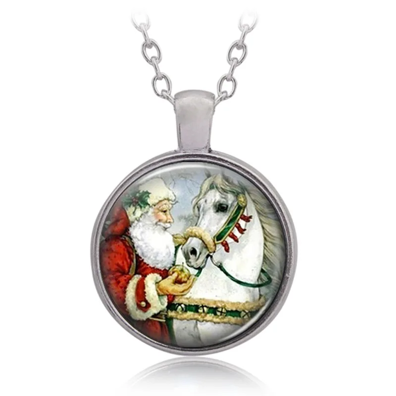Lucky Рождественский подарок Цепочки и ожерелья Стекло кабошон Санта Клаус