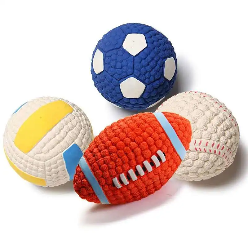 

Dog Toys Ball Latex Football Volleyball Tennis Ball Pet Puppy Sound Squeaky Vocal Training Ball Supplies