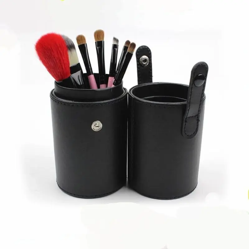 

Высокое качество, Мягкая козья шерсть, семь кистей, наборы для макияжа, розовая деревянная ручка, 7 шт., набор косметических кистей с черной п...