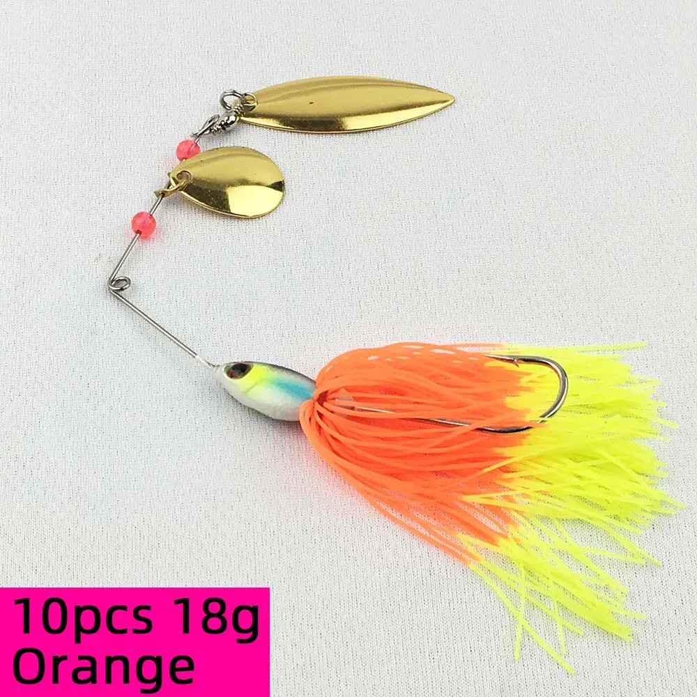 10pcs 18g Orange 10 шт. приманка для рыбалки жесткая Базз флэш-приманки блесна ложка Поворотная басовая Щука быстрый поиск длинные литые приманки - Цвет: 10pcs 18g Orange