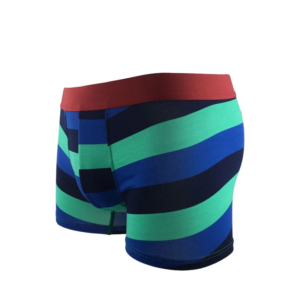 Уникальный большой полосатый хлопок Boxershorts Мужское нижнее белье сексуальные