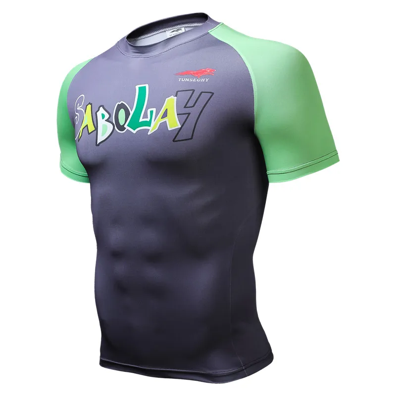 TUNSECHY brand men's short sleeve compression will base layer for weightlifting bodybuilding crime bikeing tight t-shirts dress | Спорт и
