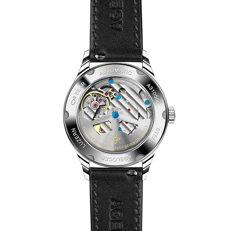 Agelocer Automatic Watch Women Leather Bracelet Ladies Wristwatch Black Waterproof Mechanical Watch Womens Clock Reloj Mujer enlarge