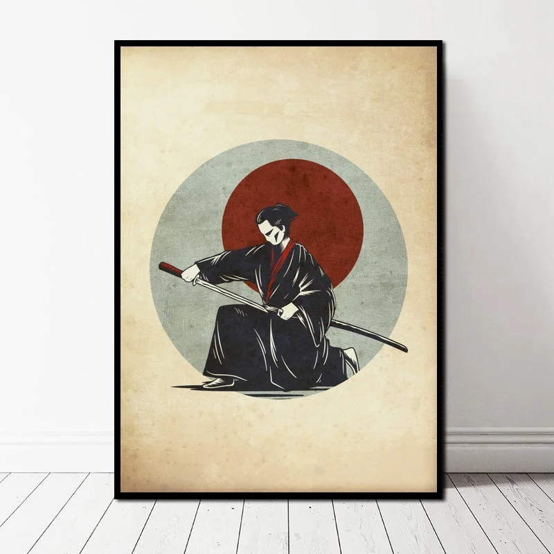 Абстрактный настенный постер в японском стиле с волнистыми суши лотосом цветами