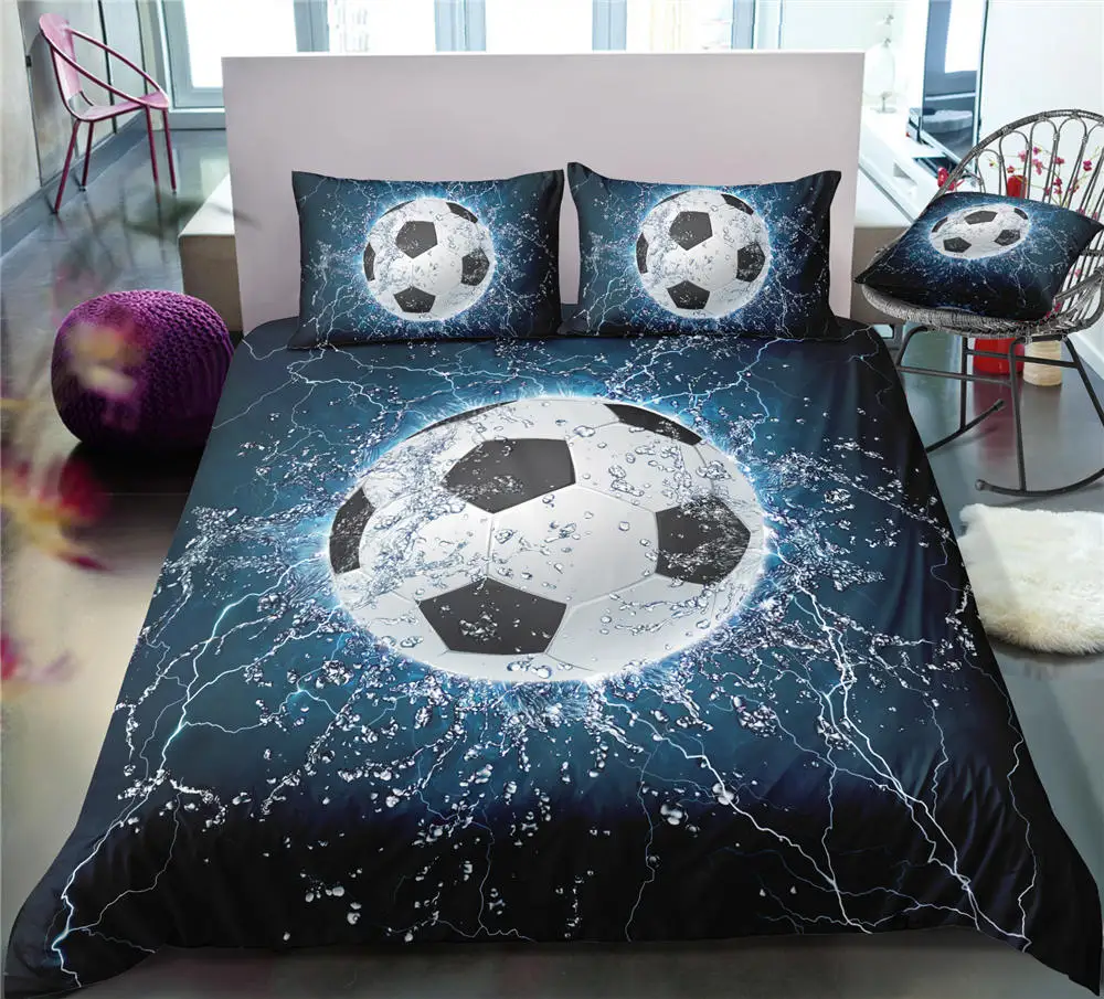 

Thumbedding Dropship Football in the Fire Bedding Sets Full 3D Sport Duvet Cover Set High Quality Designed Bed Set 3pcs