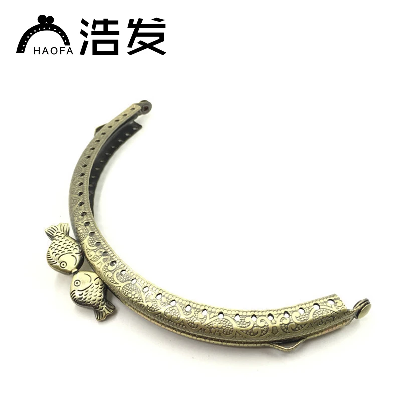 HAOFA 10 шт. 8.5cm10.5cm12.5cm бронзовые аксессуары для сумок клатч металлический арочный каркас каркасный рамочный замок ручка рыба кошелек с кошачьей головой рамка - Цвет: 12.5cm