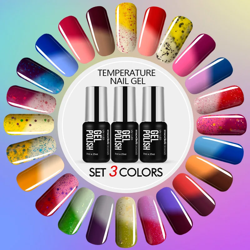 Термогель-лак Modelones 7 мл 24 цвета температурный светодиодный УФ отмачиваемый