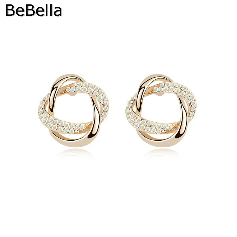 BeBella Романтические Позолоченные серьги-гвоздики с узлом дизайн для женщин