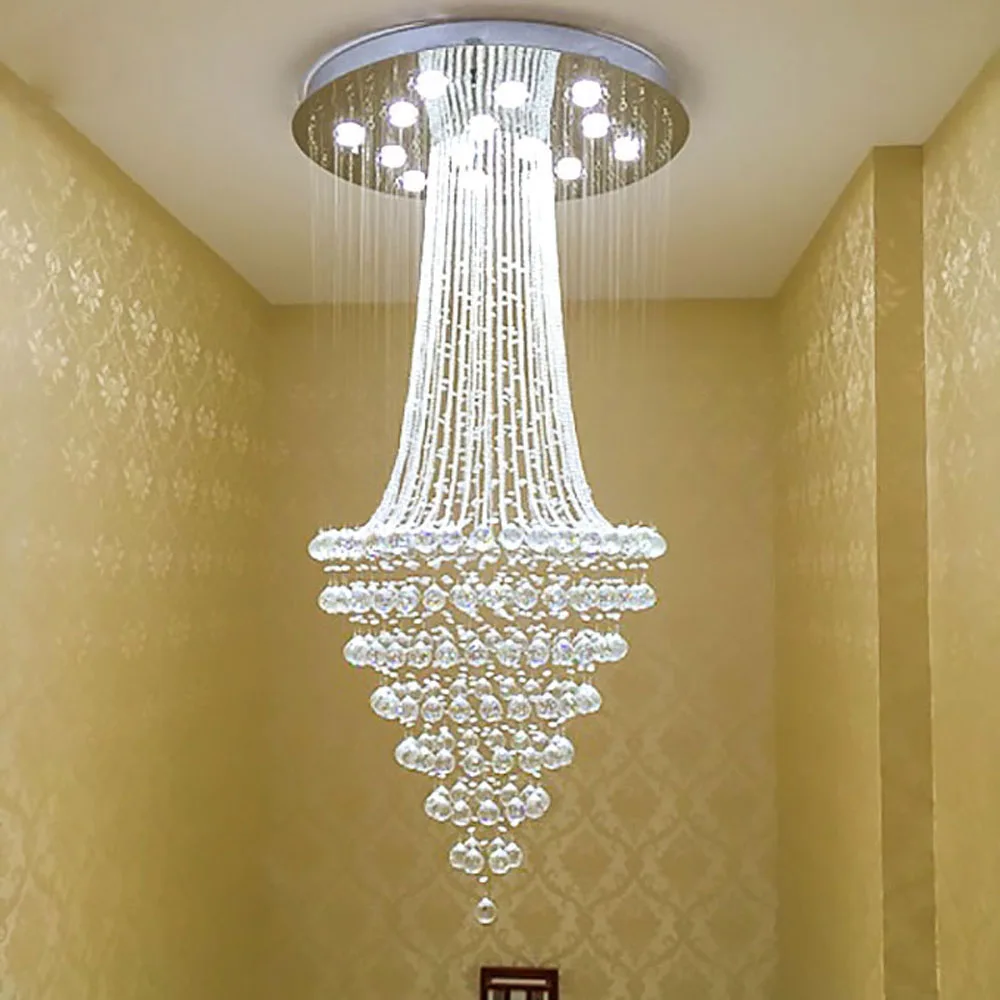 

Top staircase chandelier restaurant crystal chandelier staircase light villa thermocline living room headlights new ideas
