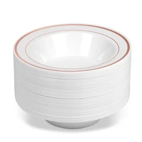 25pcs rose gold plastic dessert bowls set premium heavy duty disposable 12oz soup bowls for weddings parties everyday use