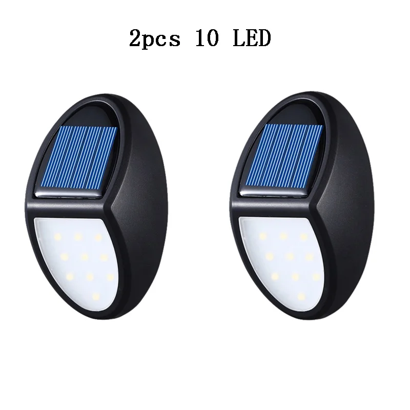 2pcs 10 LED 10 Светодиодный светильник на солнечной батарее, водонепроницаемый IP65, настенный светильник для безопасности, энергосберегающий, для двора, для дома, сада, аварийный светильник, бра - Испускаемый цвет: 2pcs 10 LED