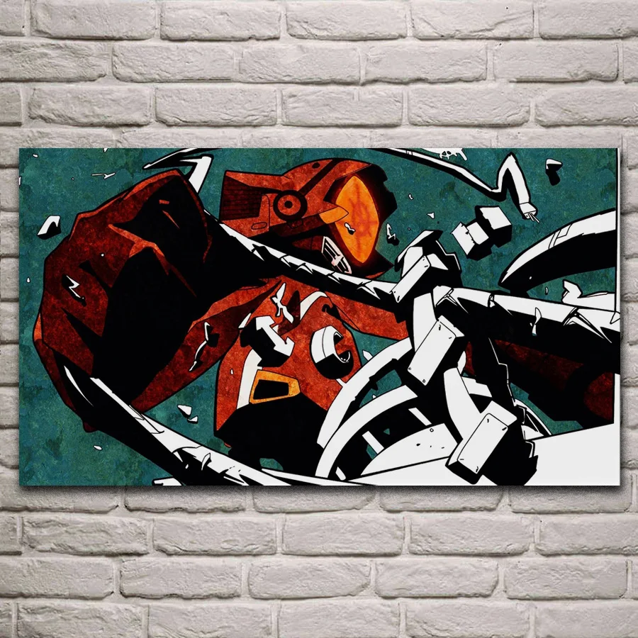FLCL Аниме Робот Фантастическое искусство Декор для гостиной домашний декор деревянная рамка ткань плакат KJ491