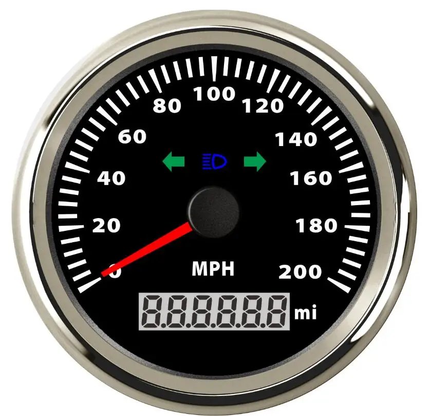 black 2 1 упаковка 85 мм авто спидометры GPS настройки 0-200MPH морской прибор Панель Скорость Mileometer левой и правой фонарь-сигнал поворота - Цвет: black 2