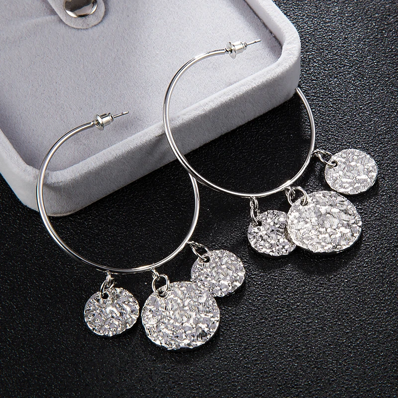 Tocona новые винтажные круглые золотые и Серебристые серьги-капли для женщин