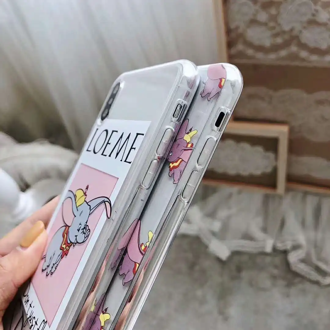 Популярный милый прозрачный плотный чехол из ТПУ с рисунком Loewe Dumbo для iPhone XR XS MAX X