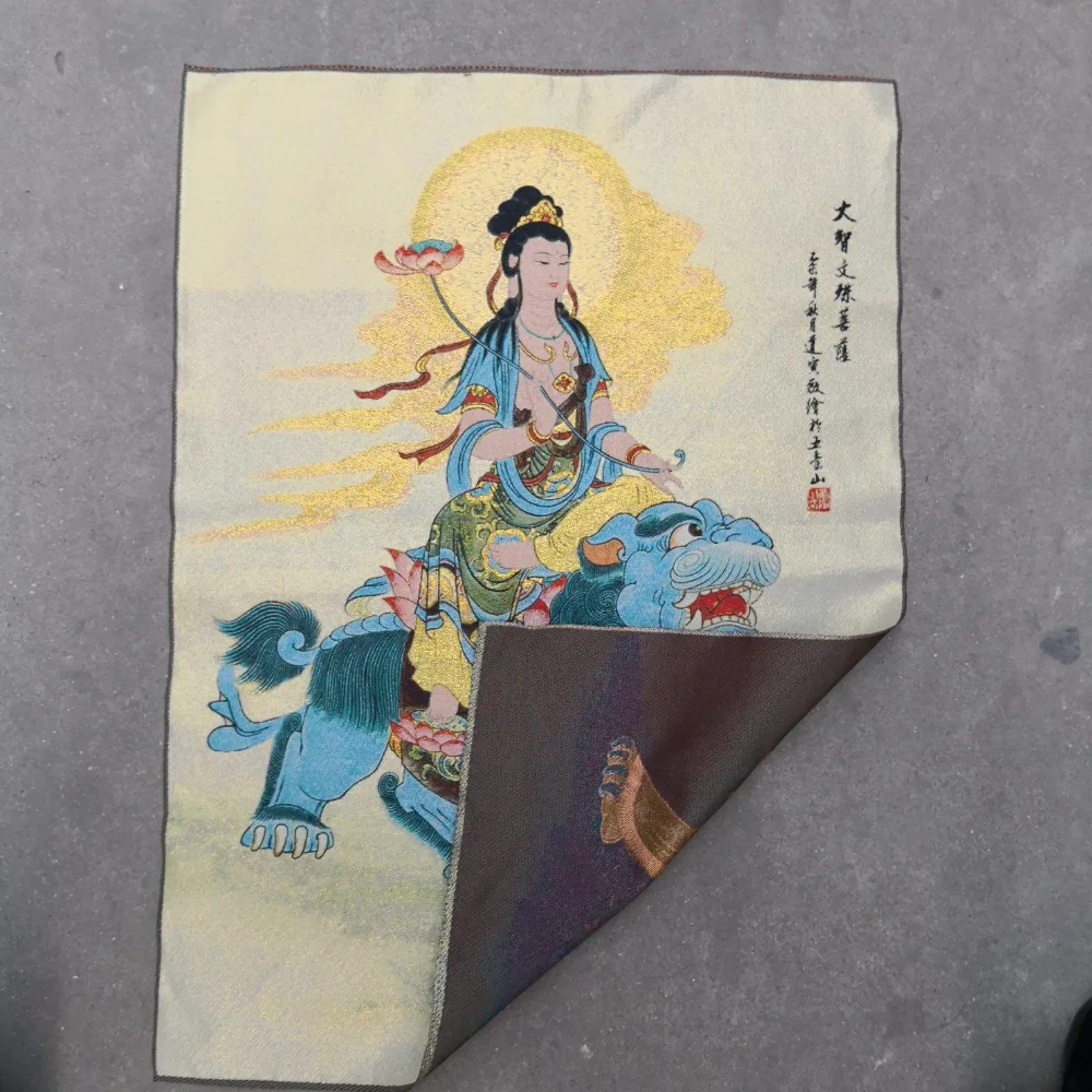 Китай Старый тибетский шелк Thangka как вешается на стену fengshui Bodhisattva