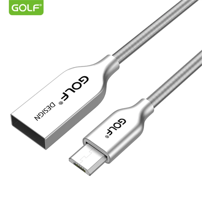 Гольф 1 м цинковый сплав весна микро USB синхронизации данных зарядный кабель для
