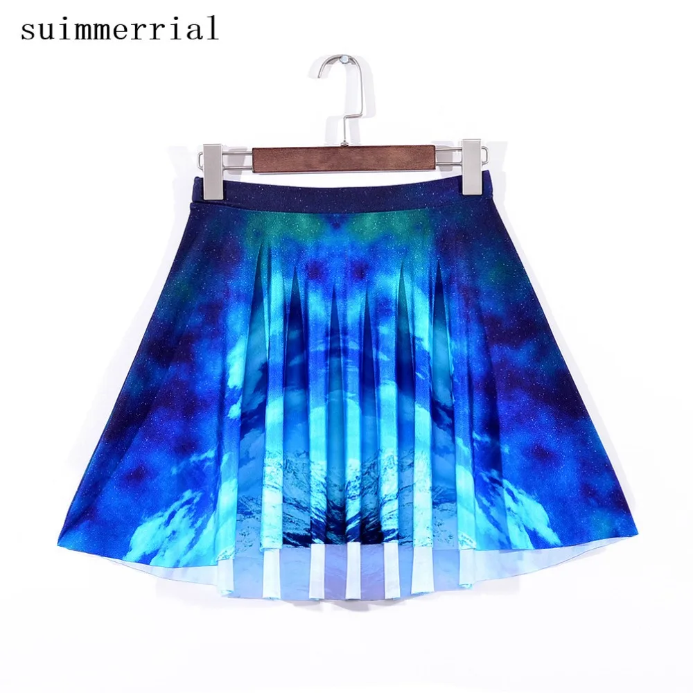 Мини юбка женская с завышенной талией и принтом батальных размеров|skirt female|galaxy