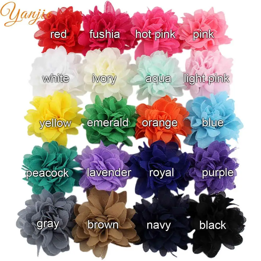 choose colors 40 шт./лот, модная мини 1," шикарная потрепанная шифоновая детская одежда с цветами, аксессуары для волос DIY, повязка на голову для девочек, головные уборы, Новое поступление - Цвет: choose colors