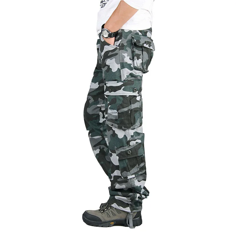Blue Camo Многофункциональные военные тактические брюки, камуфляжные мужские повседневные камуфляжные брюки, хип-хоп джоггеры, уличная одежда, панталоны для мужчин, брюки-карго - Цвет: Blue Camo