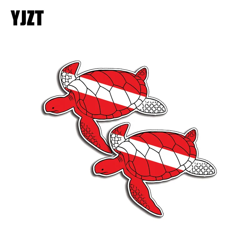 

YJZT 2X 10CM*7.4CM Sea Animals Scuba Diving Down Car Sticker PVC Funny Decal 12-0516