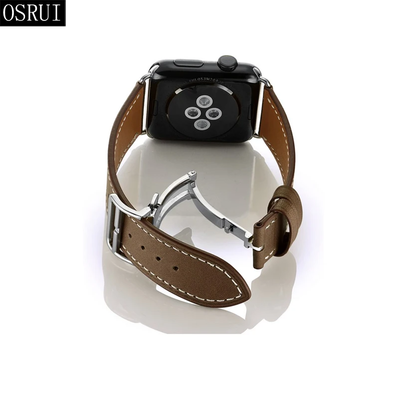 Ремешок для apple watch band 42 мм 38 correa iwatch 44 40 4 3 2 раскладной кожаный браслет с пряжкой