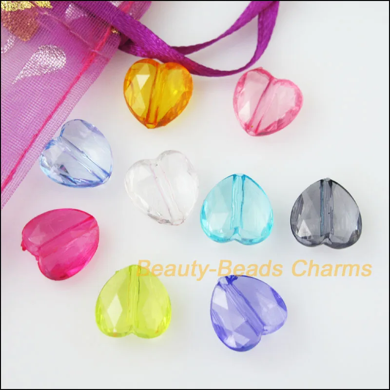 Новый 80 шт. смешанный Пластиковый Акриловый Граненый сердечными амулетами Spacer