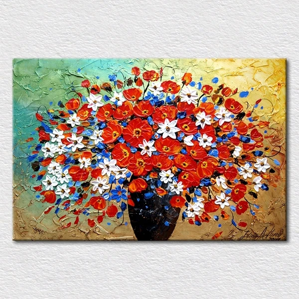 Полотно для рисования на картинке красные и белые цветы|red white flowers|prints picturesoil painting