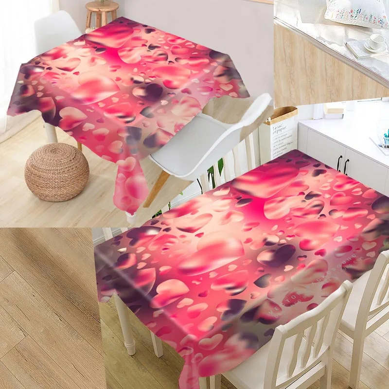 tablecloth Сердце фон покрытие стола печати влагостойкая скатерть более Размеры скатерти Кухня свадебное оформление отеля - Цвет: tablecloth