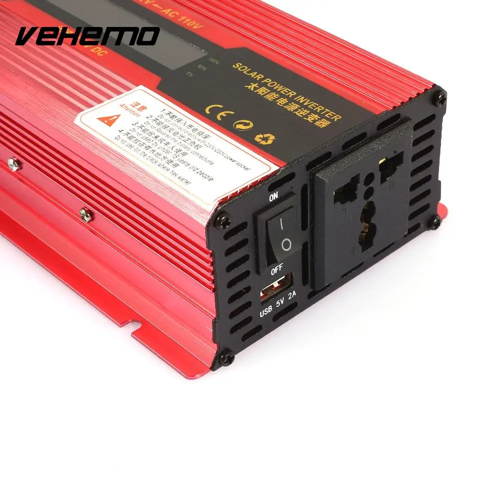 Vehemo Solar LED Screen Power Inverter Transformer Car Converter Universal Socket High Performance Charger | Автоэлектроника