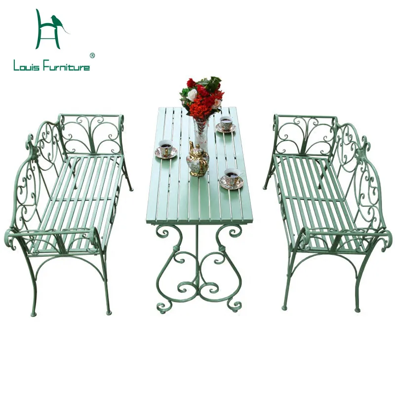 

Louis Fashion Garden Sets Outdoor Indoor Leisure Balcony Table Iron Chair Simple Courtyard Art