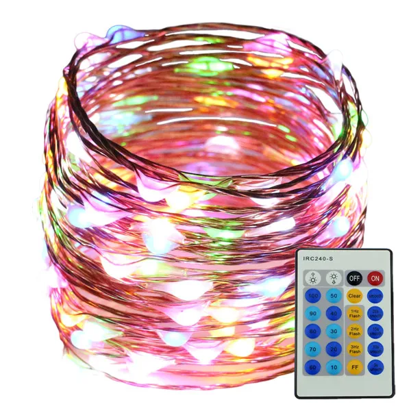 Multicolor 12 м 40 футов 240LED струнные Огни Медный провод Звездные гирлянды Рождественские Свадебные уличные садовые фонари с пультом дистанционного управления - Испускаемый цвет: Multicolor