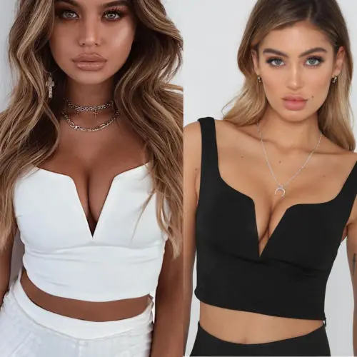 Блузка женская с треугольным вырезом без рукавов|Футболки| |