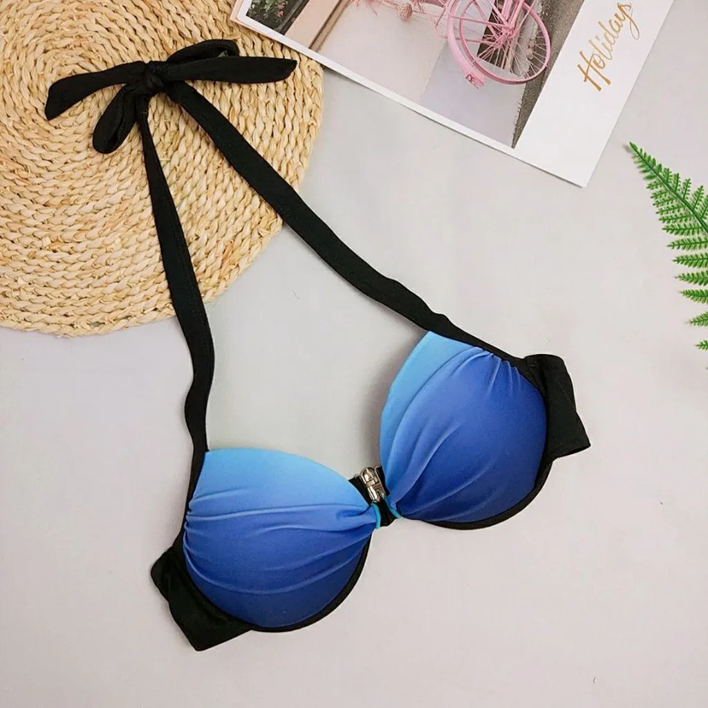 Женский купальный костюм пляжный с градиентом купальник бикини лето