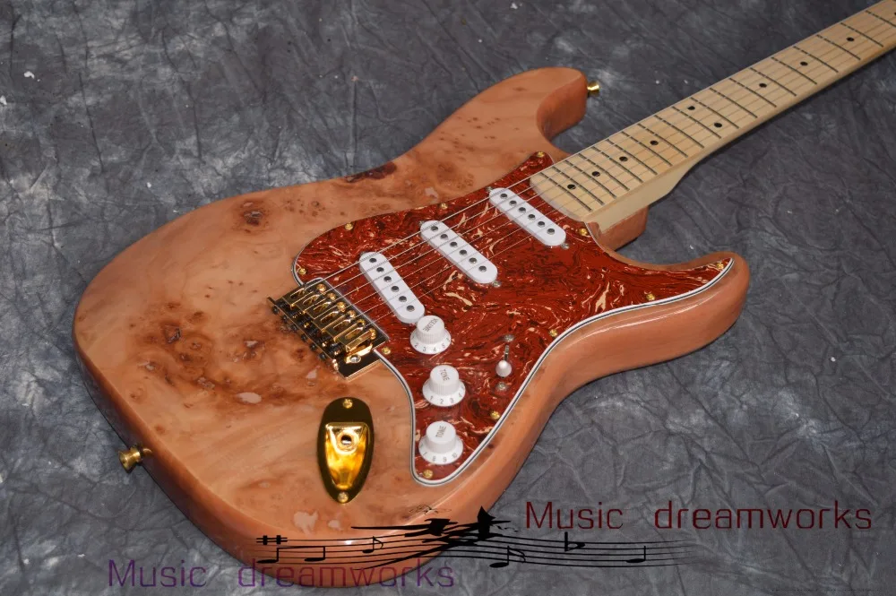 Китай firehawk электрогитара F s T электрическая гитара spalted дерево красное дерево корпус Золотое оборудование