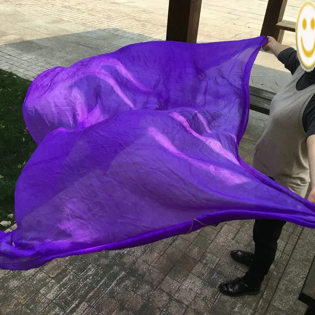 purple Натуральный шелк танец живота вуаль танец вуали сплошной цвет танец живота шелковая шаль шарф белый красный синий желтый серый - Цвет: purple