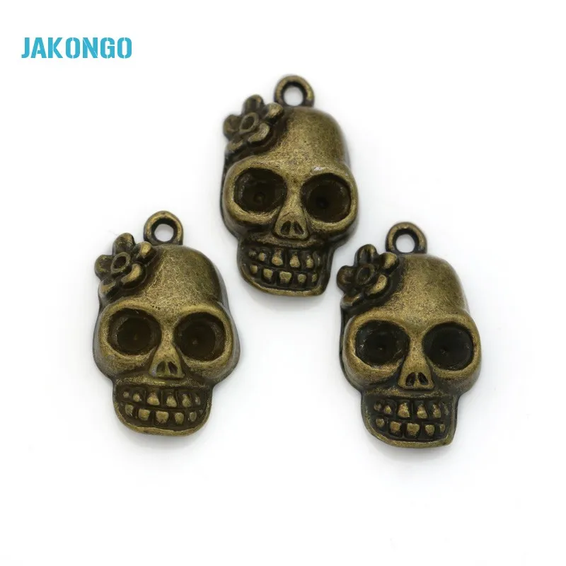 JAKONGO 10 шт. тибетская Серебряная бронзовая позолоченная подвеска с черепом для